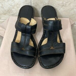 Born pebbled black leather wedge sandals. Appx 2” wedge. Size 11